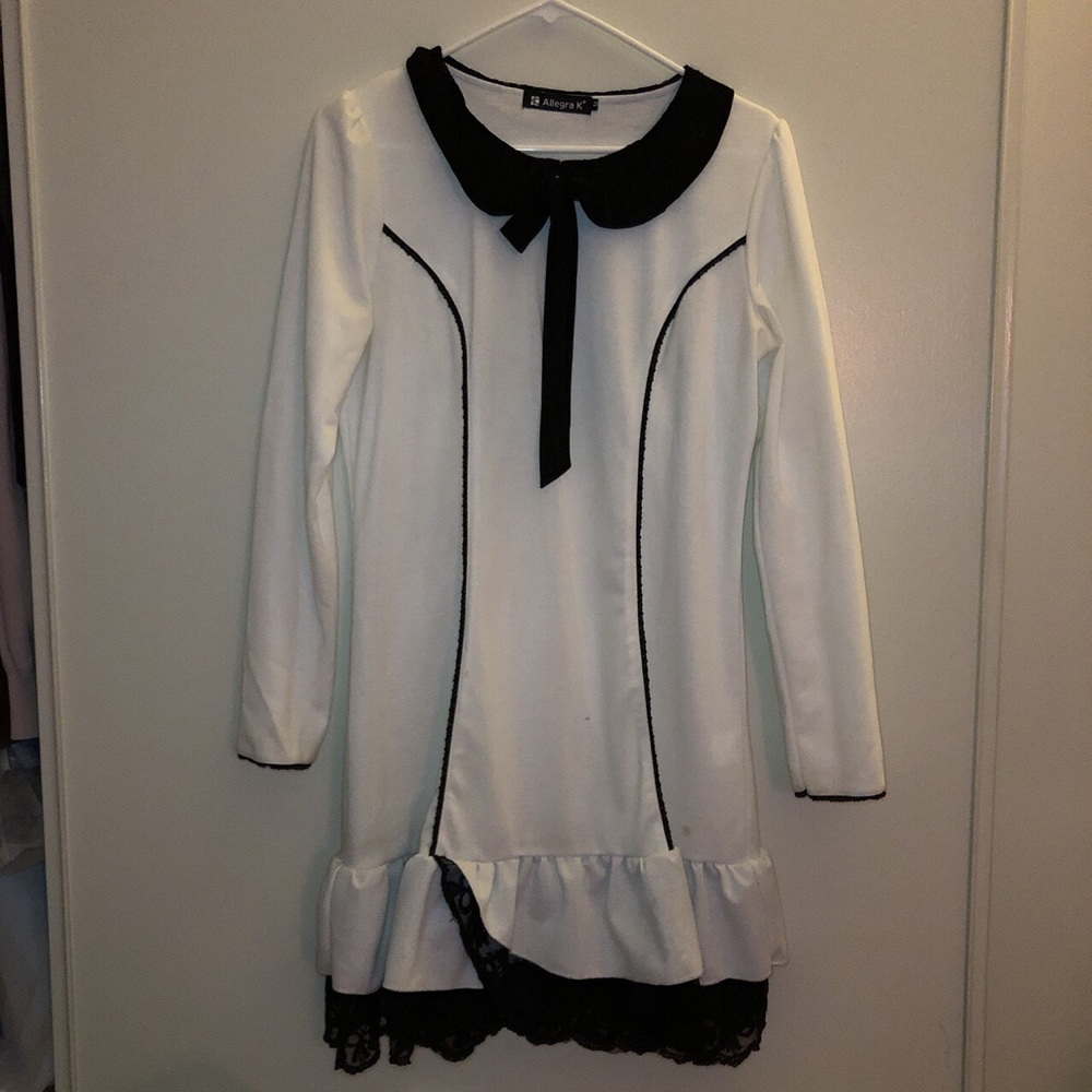 White babydoll long sleeve dress